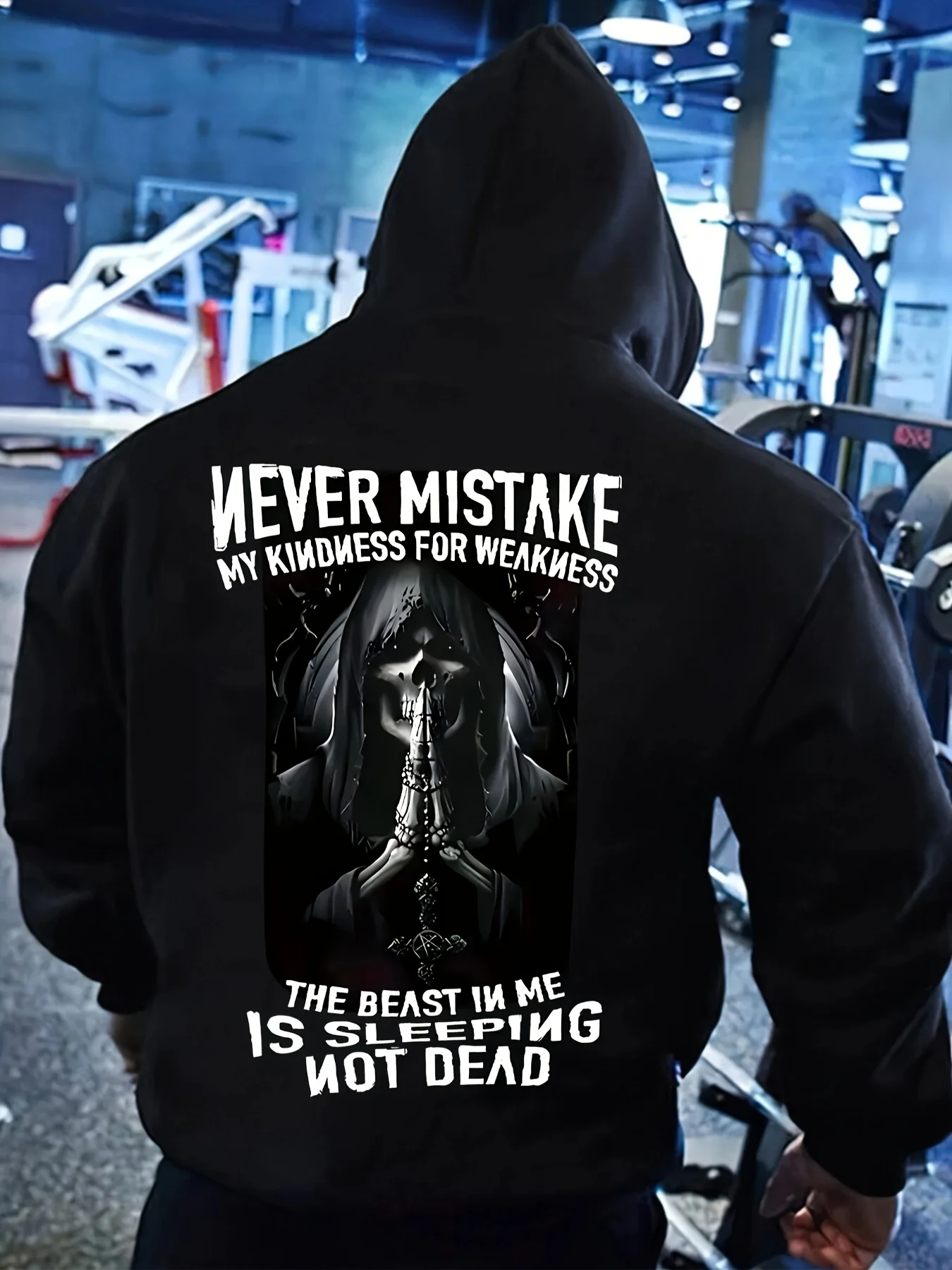 Sweat-shirt à capuche doux et confortable pour hommes, avec lettres de crâne imprimées, vêtements d'extérieur de style de rue, nouvelle collection automne, offre spéciale