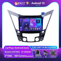 EKIY T900 8G 128G Für Hyundai Sonata 6 YF 2009 2010 2011 2013 2014 2015 Autoradio Navigation GPS Auto Android Carplay Wireless Multimedia Blu-ray QLED System Nr. 2 Din DVD Player Head Unit