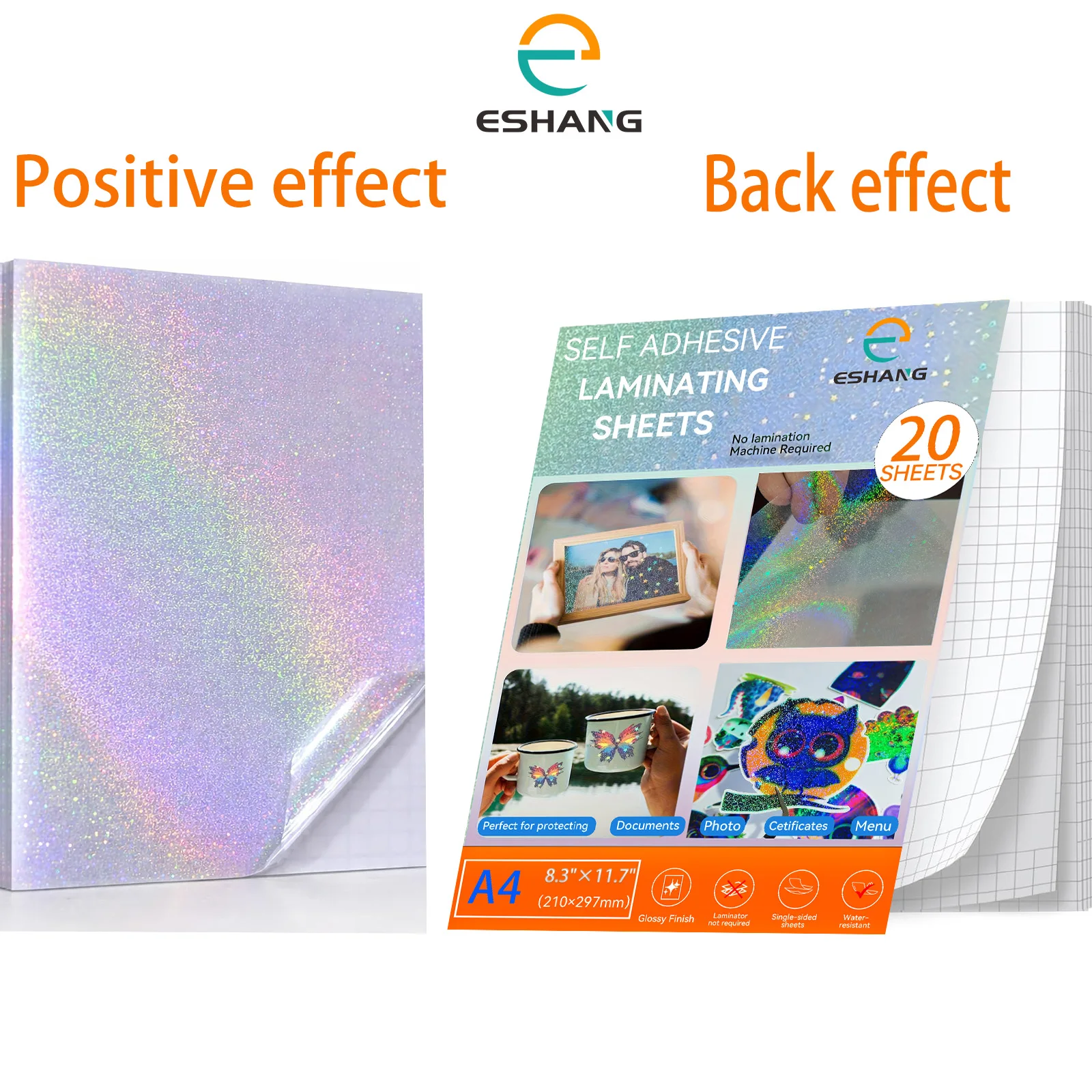 Sand Stars Holographic Sticker Paper A4 Size Glitter Clear Holographic Overlay Laminating Film Self Adhesive Vinyl Sheets