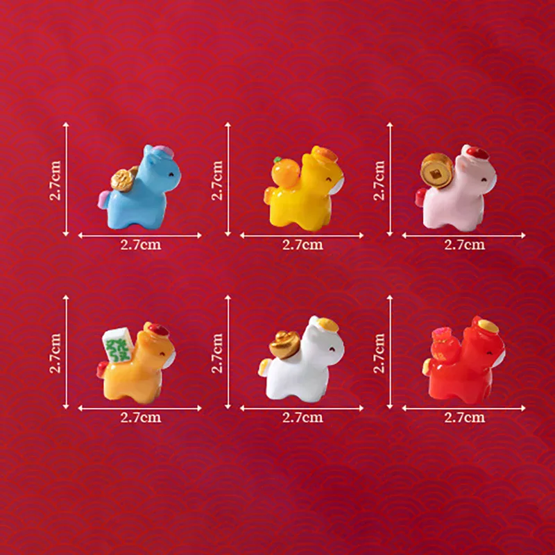 2026 New Year Figurines Miniatures Cartoon Lucky Horse Micro Landscape Ornaments Home Desk Decorations Room Decor Gift