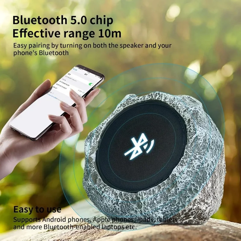 High Quality Outdoor Garden Stone Music Box Waterproof Sound Box Wireless Rock Bluetooth Speaker with Solar Charge remote contro