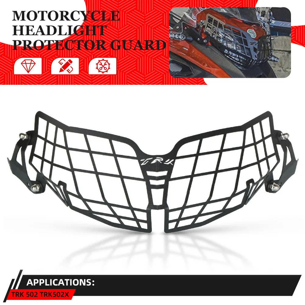 

2023 TRK 502 X Motorcycle Headlight Head Light Guard Protector Cover Grille For Bennlli TRK502 TRK502X 2022 2021 2020 2018 2019