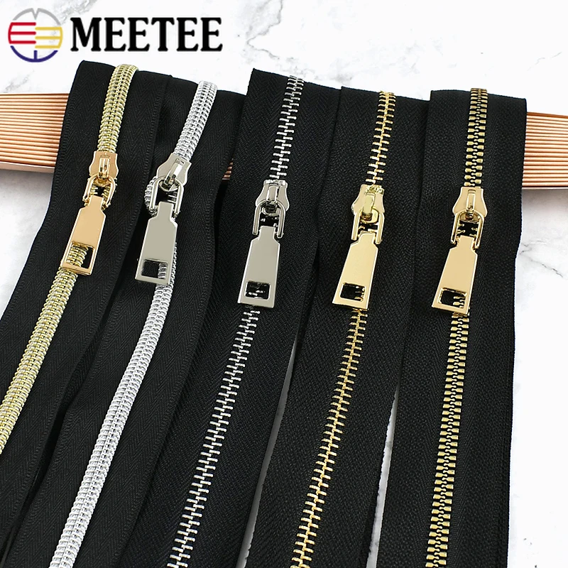 

5# 1-5Meters Metal/Nylon/Resin Zippers Tape By The Meter with Zip Puller Sliders for Sewing Bag Clothes Repair Kits Accessoriess
