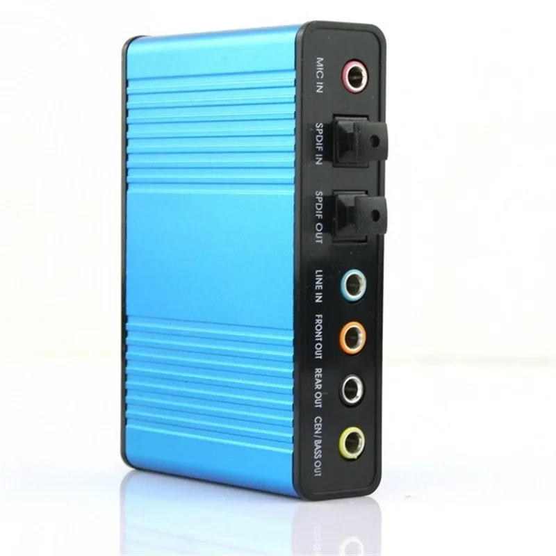 

Free Shipping 2014 Hot Deal New 1Pcs Blue 6 channel 5.1 External Audio Music Sound Card Soundcard For Laptop PC Free Shipping