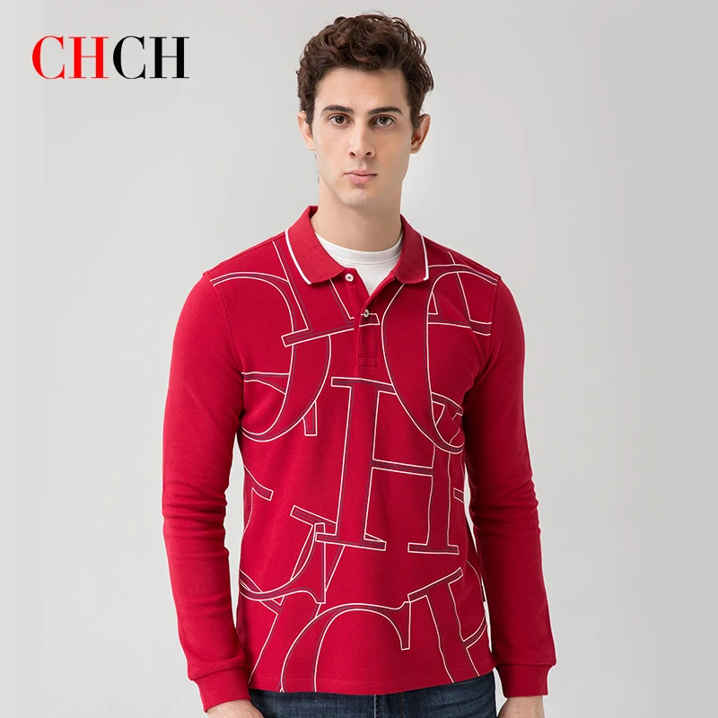 CHCH Top Grade New Fashion Designer Brand Luxury Logo Men Polo Shirt 100% Cotton Casual Long Sleeve Tops Men Clothes