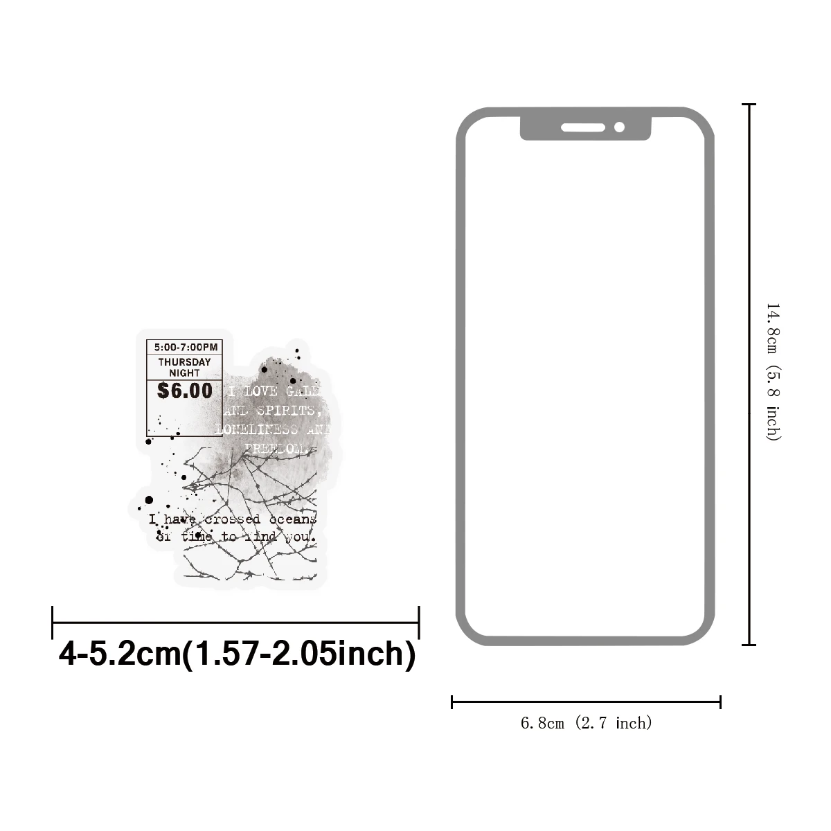 Etori Life Hazy Traces 20Pcs Gray Tone Wandering Imprint Hand-Drawn Stickers Cool Atmosphere Journaling Materials for Laptops, Phone Stickers, Suitcases, Room Decoration, Handmade Scrapbooking Supplies, Student Gift Bags, DIY Crafts, Card Making, Gift Box Packaging, Children's Stationery Stickers, Back-To-School Season, Cycling Decals