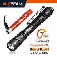 ACEBEAM Rechargeable Flashlight TAC 2AA Wide Voltage(1.2-4.8V) LED Torch Self Defense Strobe Mode EDC Flashlights Camping Work