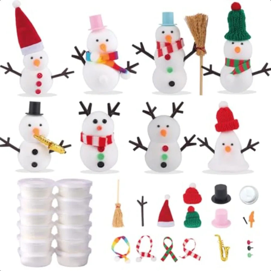 

8 упаковок комплектов для сборки снеговика, набивки для рождественских поделок для воздуха, сухой глины, рождественские игрушки, подарки для детей 3, 4, 5, 6, 7, 8 лет