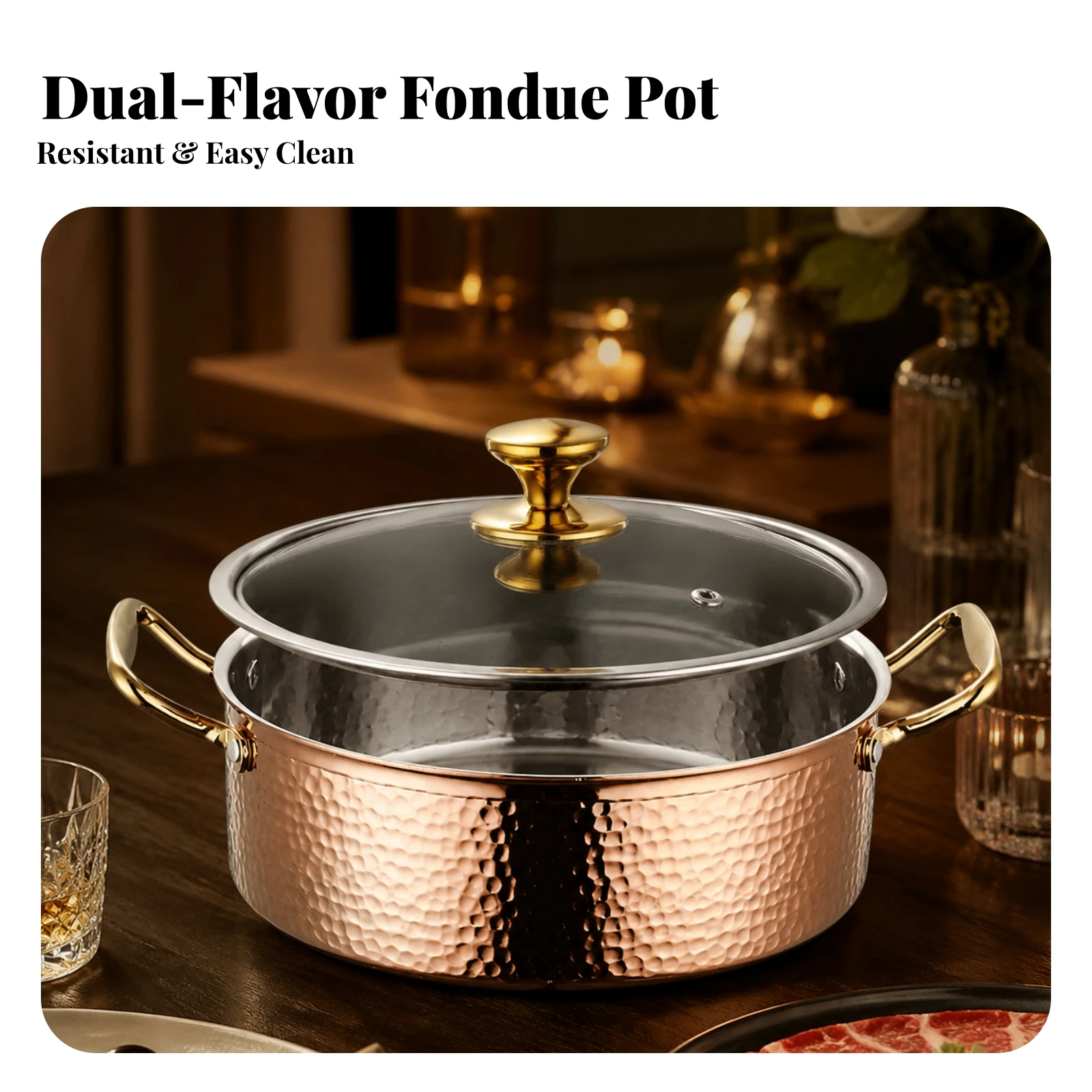 Stainless Steel Hot Pot Induction-Ready Hot Pot with Glass Lid Cookware Fast Heating Even Heat Distribution for Families