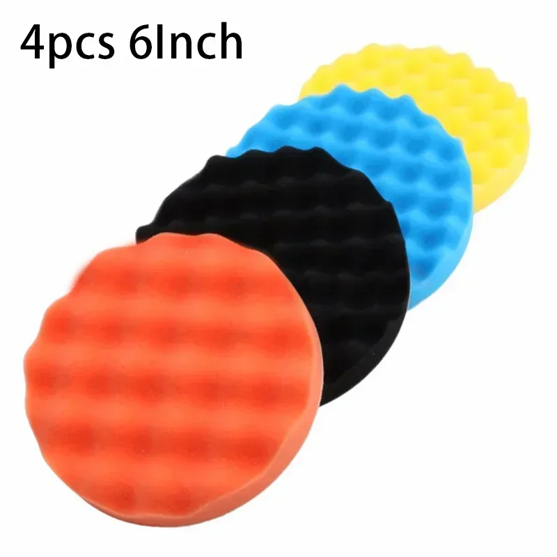 5 Pieces Buffing Pads Set 150mm/5 Inch Car Foam Drill Polishing Pad Sponge Wheel Set Kit Power Tool Car Polisher Accessories