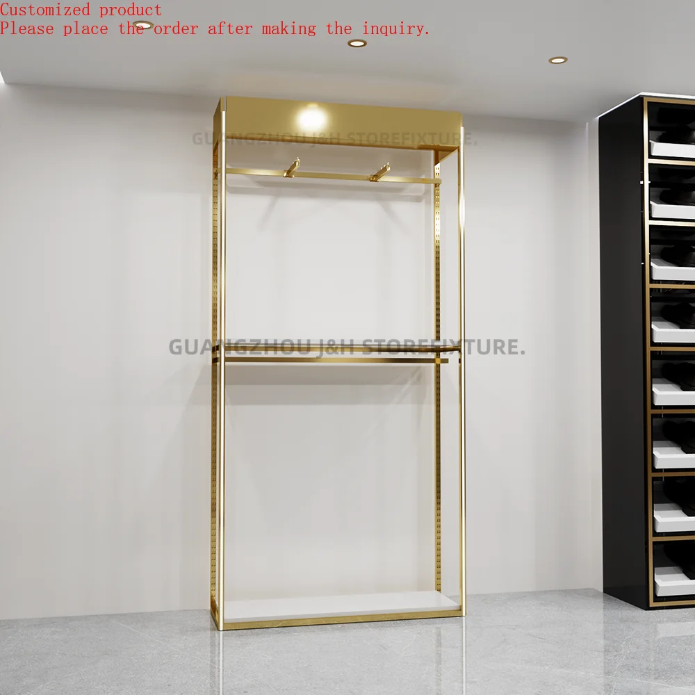 

Adjustable Shelves Garment Rack Heavy Duty Metal Clothes Rack Simple Shape Modern Free Standing Hall Stand