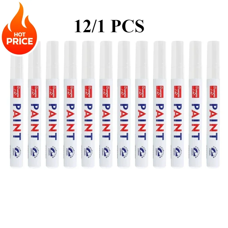 12/1 PCS Color  Acrylic Marker Paint Pen for Wool Tire Glass Rock Metal Permanent Waterproof 2.8mm Write Maker Pen