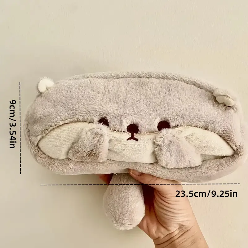 سعة كبيرة حقيبة أقلام قطيفة متعددة الوظائف لطيف أفخم قضاعة البطريق مقلمة منظم قرطاسية الطالب هدية العودة إلى المدرسة #6