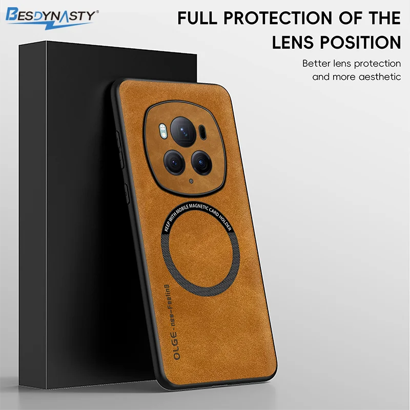 For Magsafe Magnetic Car Support Shockproof Matte Leather Ph
