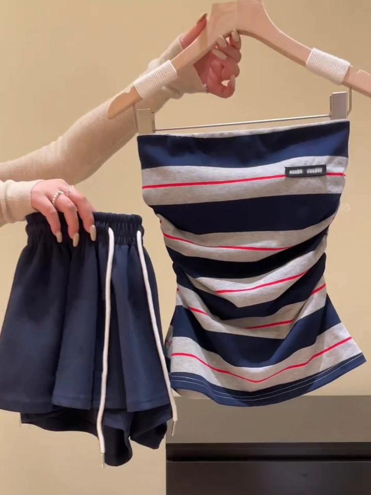 

South Oil High-End Women's Striped Tube Top Vest Summer New Sle Slimming Versatile Spicy Girl Outerwear Silk irt