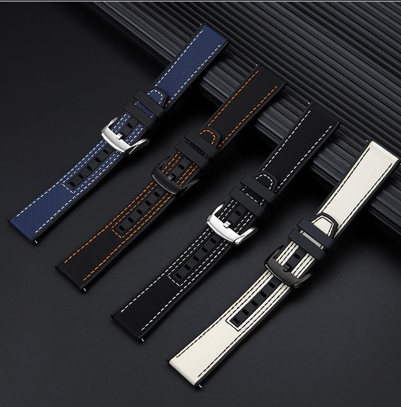 Tali Jam Tangan karet เหมาะสำหรับ Seagull Ocean Star 1210 816 416 Series สายนาฬิกาไนล่อนซิลิโคนกันน้ำสำหรับผู้ชาย22มม.