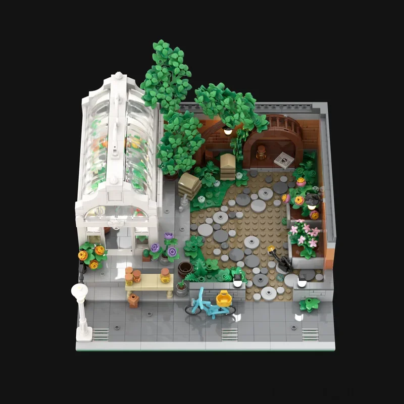 Modelo de Vista da Cidade em Blocos de Montar, Modelo de Jardim da Cidade, Blocos de Tecnologia DIY, Conjuntos de Brinquedos de Construção para Presentes de Férias