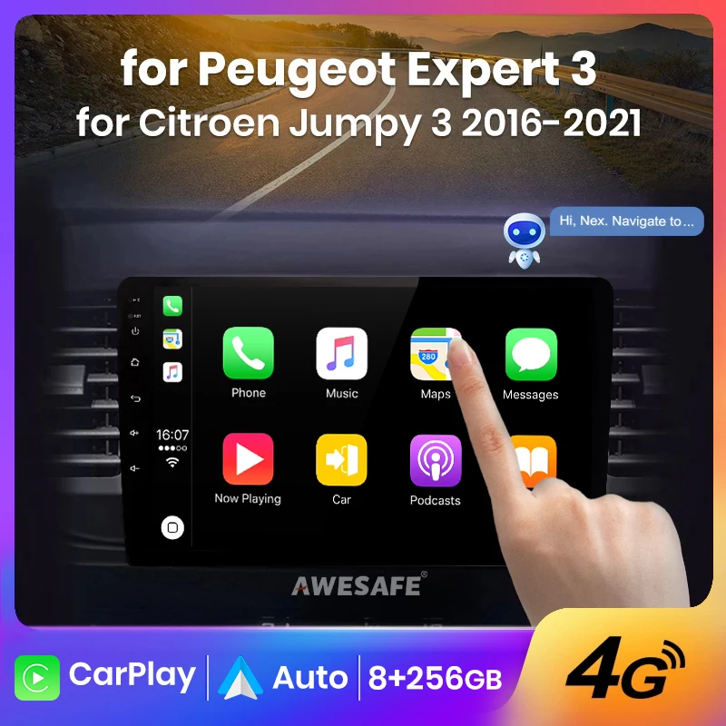 AWESAFE PX9 Plus Car Radio For Peugeot Expert 3 Citroen Jumpy 3 SpaceTourer 2016 - 2021 wireless CarPlay Android Auto No 2 din