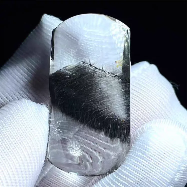 Natural Brookite Platinum Black Rutilated Quartz Pendant 30x16x10mm Rectangle Women Men Bead Jewelry Fashion AAAAAA