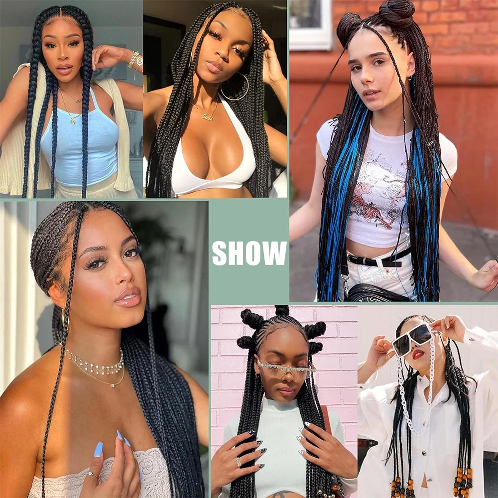 26 inch Prestretched Knotless Kanekalon Hair Long Straight Synthetic Box Braids Yaki Texture Hot Water Setting Hair Extensions