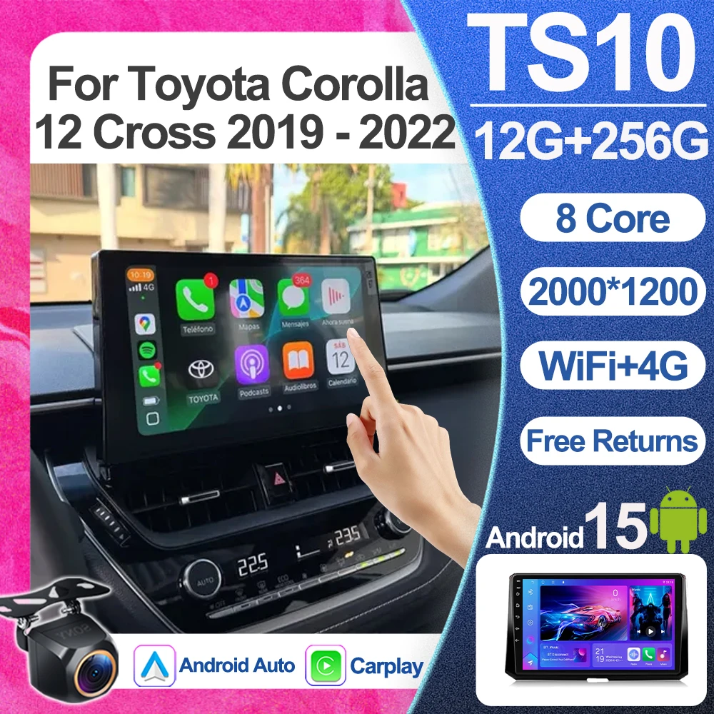 

Автомагнитола Android 16 Carplay Auto для Toyota Corolla 12 Cross 2019-2022, мультимедийный видеоплеер, навигация GPS, без 2DIN