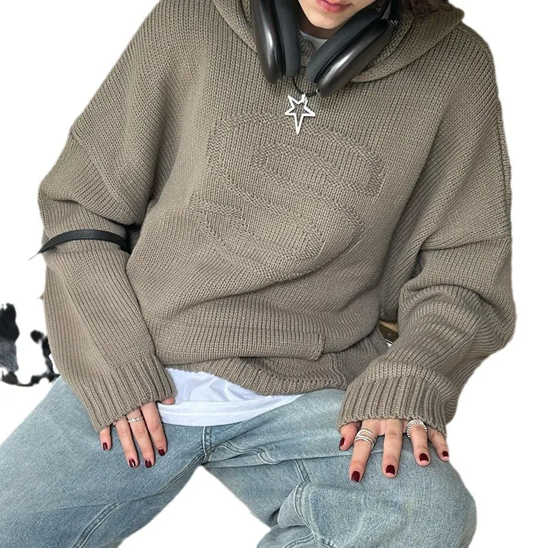 Loose Fit Hooded Sweater With Pockets 2024 Autumn Winter New European And American Style