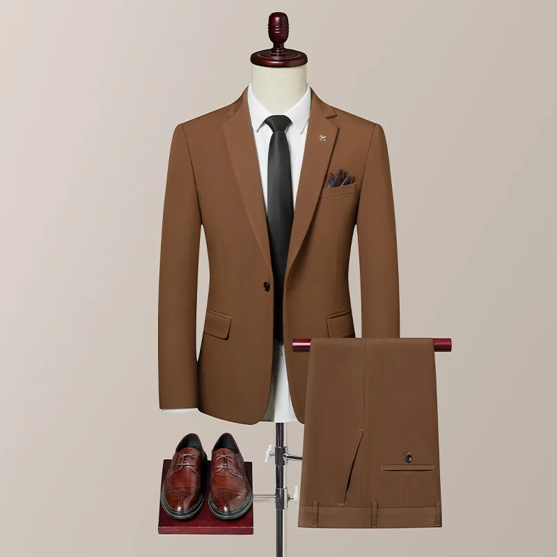 

Men's Business Casual Two-Piece Set High Quality British Style Suit And Trousers Ensemble Stylish Handsome Professional Wear