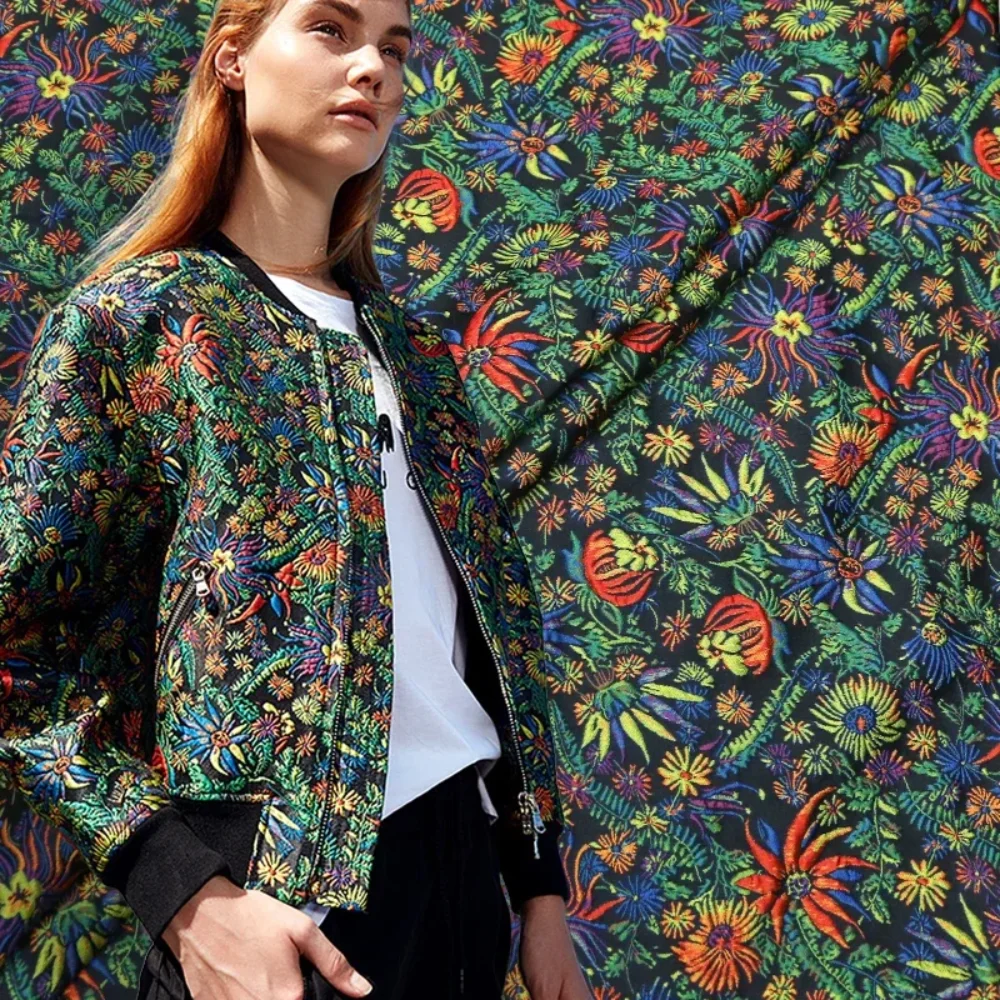 

Окрашенная в пряжу жаккардовая ткань, осенне-зимнее платье с цветочным узором, блейзер, одежда, европейский бренд, модный дизайн, оптовая продажа, ткань на метр