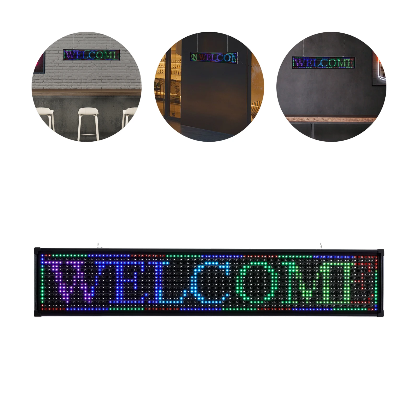 LED Sign Sign Programmable RGB 7 Color Scrolling Sign Display Board Digital Message Programmable by PC U Disk for Advertising