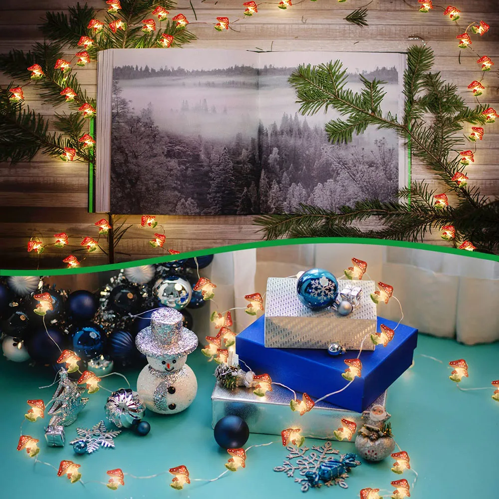 2/3M Batterij/Usb Bediend 3d Stereo Paddestoel Koperdraad Diy Fee String Lampen Voor Nieuwjaar Kerstfeest Cadeau Slinger Decor