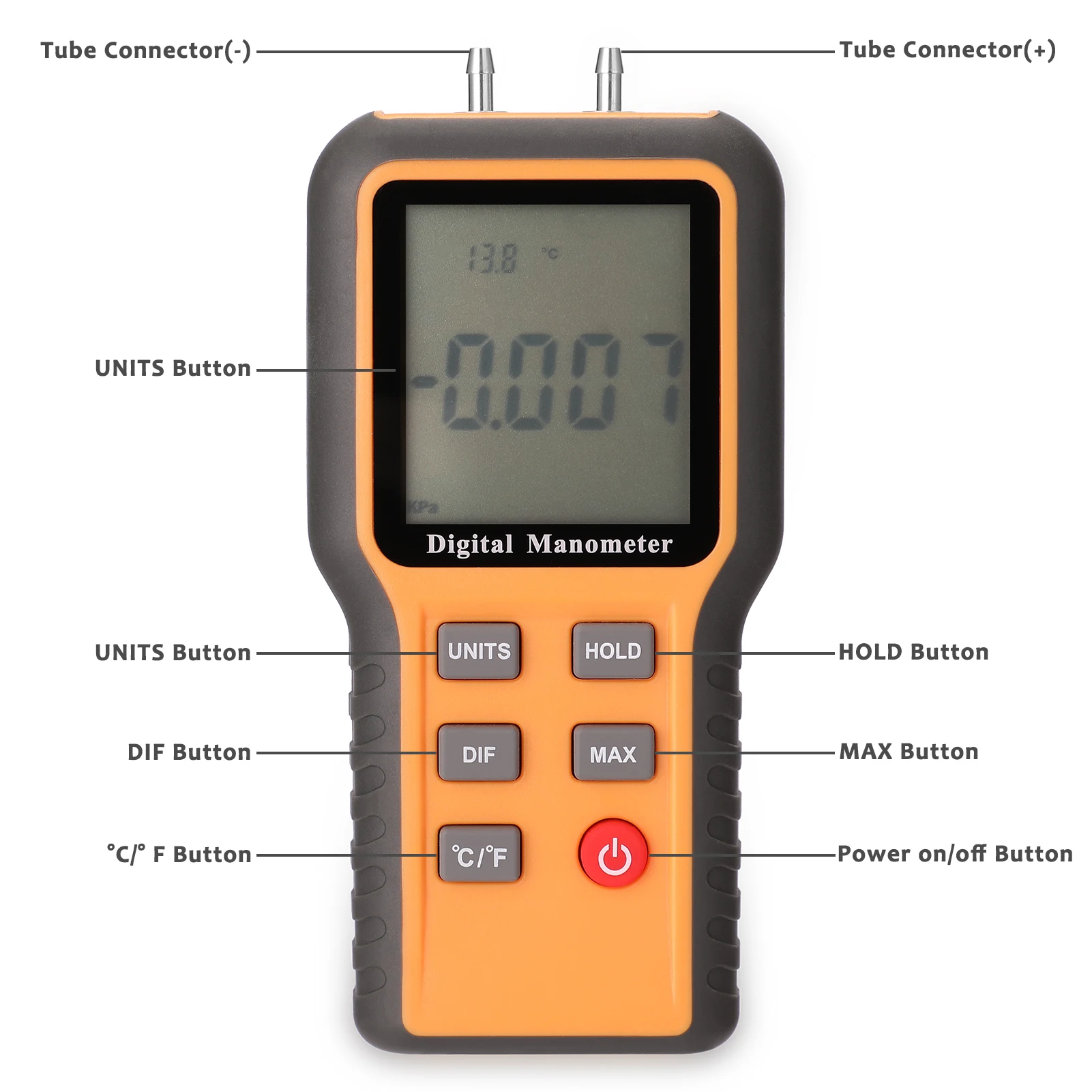 Manometr cyfrowy wyświetlacz LCD ℃ ℉ przełączane 12 jednostek ciśnienia regulacja temperatury narzędzia rury urządzenie pomiarowe ciśnienia