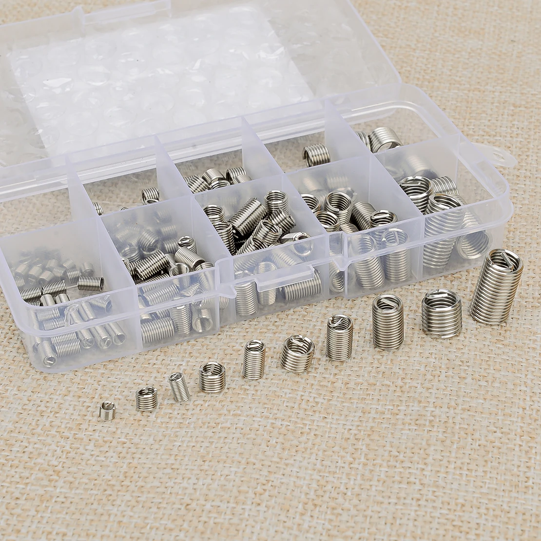 150pcs Universal Car M3 M4 M5 M6 M8 Rivet Nut Helicoil Thread Repair Insert Kit Silver Stainless Steel