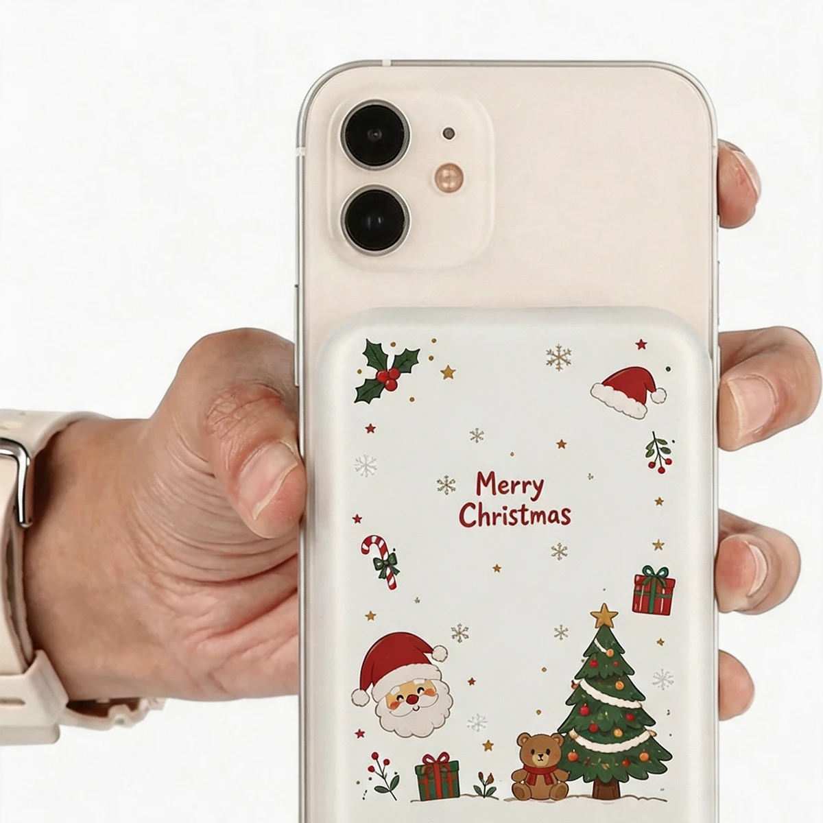 2 Magnetic Power Bank Protective Cases - Suitable for Magsafe Battery Protectors, Cute Christmas Patterns, Tpu Material Anti-Drop Protective Cover - Christmas Small Gift (Battery Not Included)