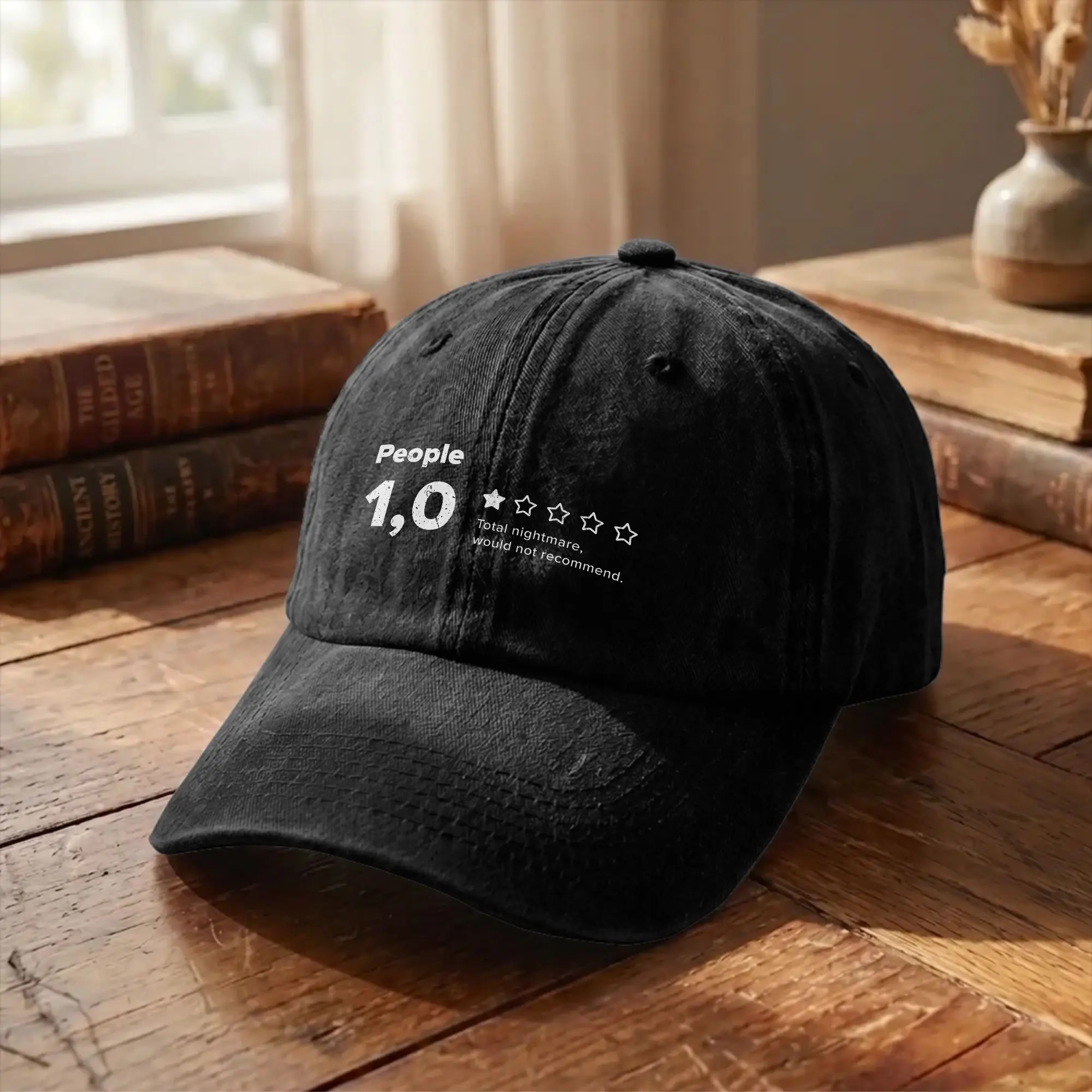 Funny People One Star Rating Unstructured Baseball Cap Absolute Nightmare Distressed Denim Hat Outdoor Adjustable Snapback