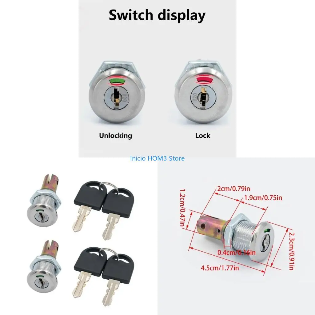 A5YD 2Pcs Cabinet Insert Linkage Tool Box Lock Zinc Alloy Drawer Lock with Universals Cabinet Tool Box Lock Enduring