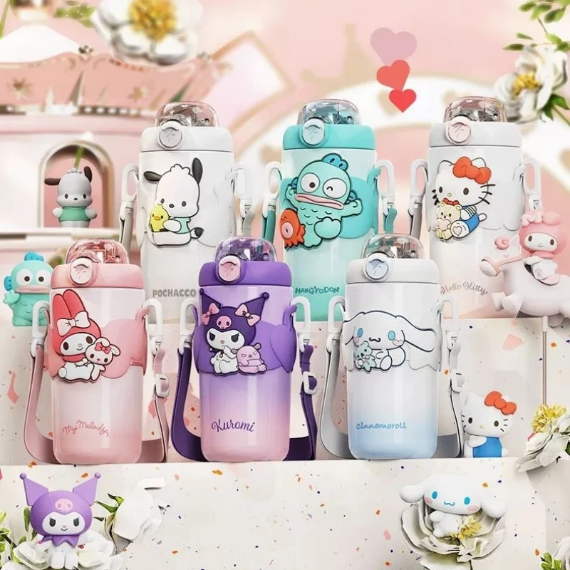 

Sanrio 316 Insulated Cup Kawaii HelloKitty Kuromi Portable Straw thermo Cup Cute My Melody Cinnamoroll Water Bottle holiday Gift