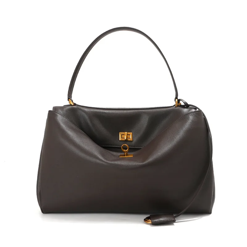 Mendy 28CM New Rodeobag Leather Bag Real Women's Bag Large Capacity Advanced Lock Fashion High Sense Underarm Bag Designer New