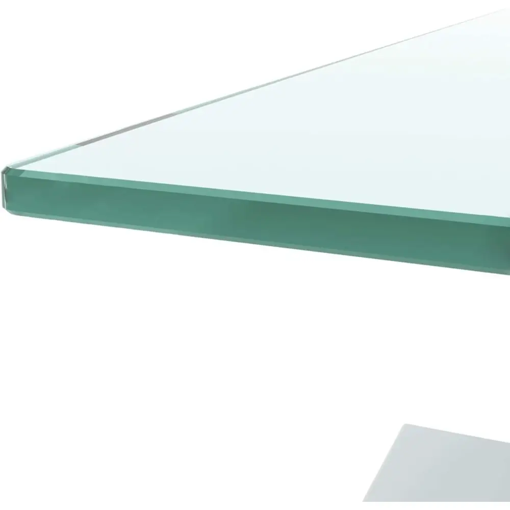 โต๊ะกาแฟกระจกนิรภัยใสทันสมัย 2 ชั้น 39.37 x 23.62 สีขาว