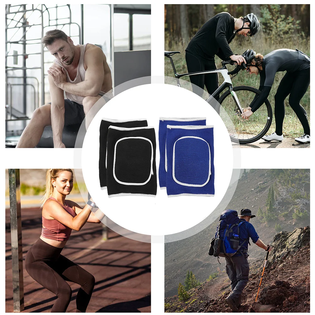 2 pares de joelheiras de esponja espessada faixas de basquete futebol patinação antiderrapante guardas