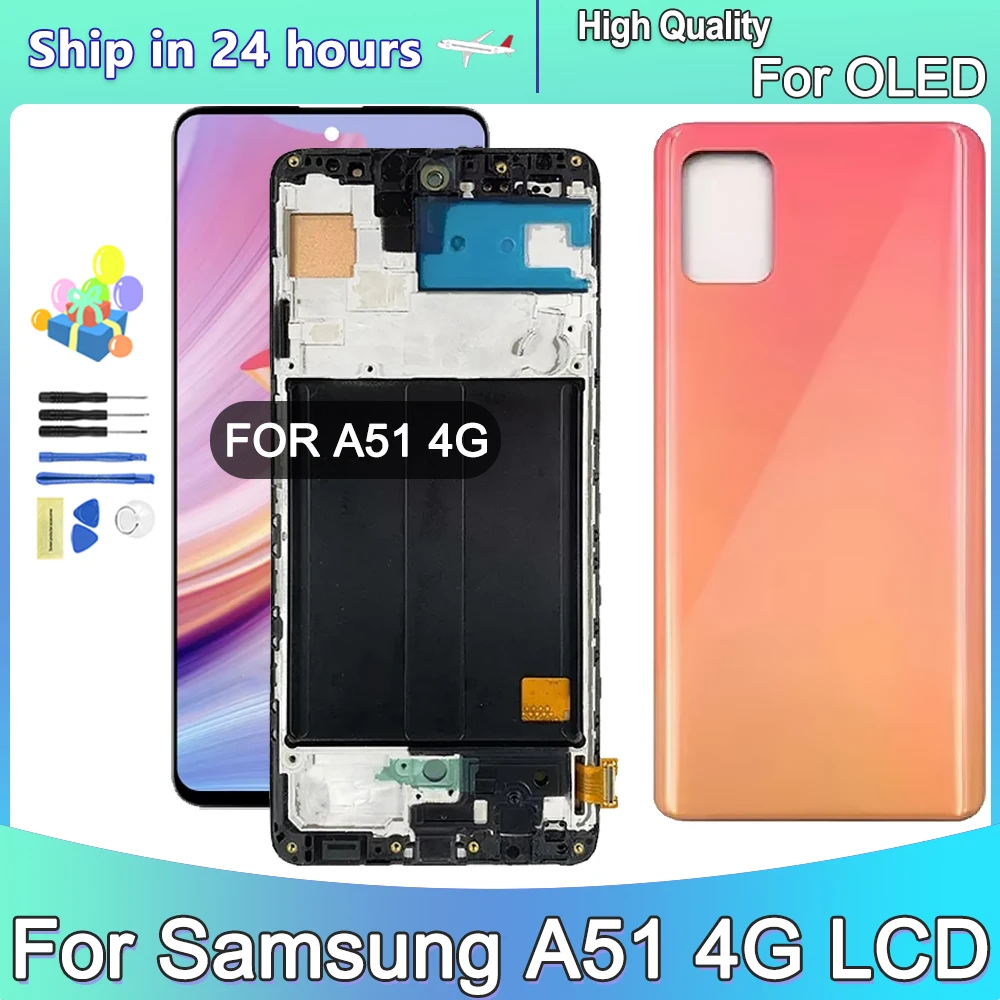 OLED Voor Samsung Galaxy A51 4G A515 Lcd Touch Screen Met Frame Digitizer Vergadering Voor Samsung A51 LCD