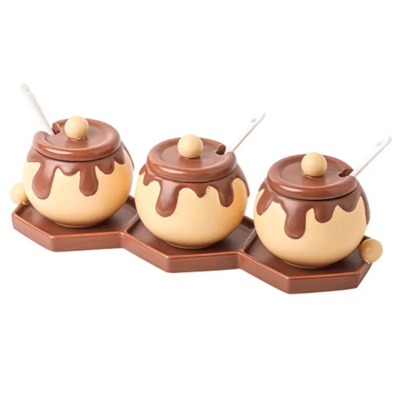 

ABZV-Kitchen Decoration Flavors Utensils Cartoon Chocolate Shape Spice Jar Salt Pepper Shaker Seasoning Box Korean