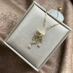 Gold Plated Rhinestone Octopus Necklace Unique Jellyfish Pendant Bridesmaids Wedding Dainty Summer Ocean Jewelry Choker
