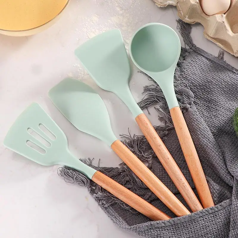 1PCS Silicone Kitchen Utensils Set Heat Resistant Spatula Spoon Non-Stick Cookware Kitchenware Cooking Food Clip Storage Tube