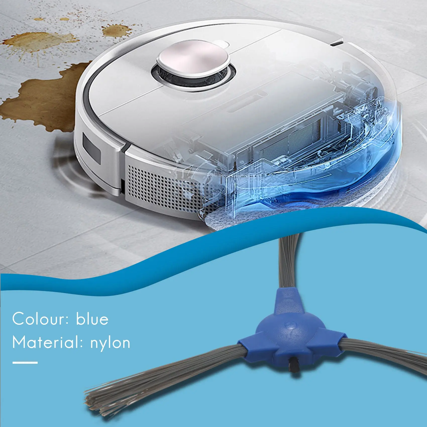 

ABUP-8Pcs Replacement Side Brushes For Coredy R300 R550(R500+) R650 R700 R3500, GOOVI 1600PA, Bagotte BG600, Imartine 1600PA