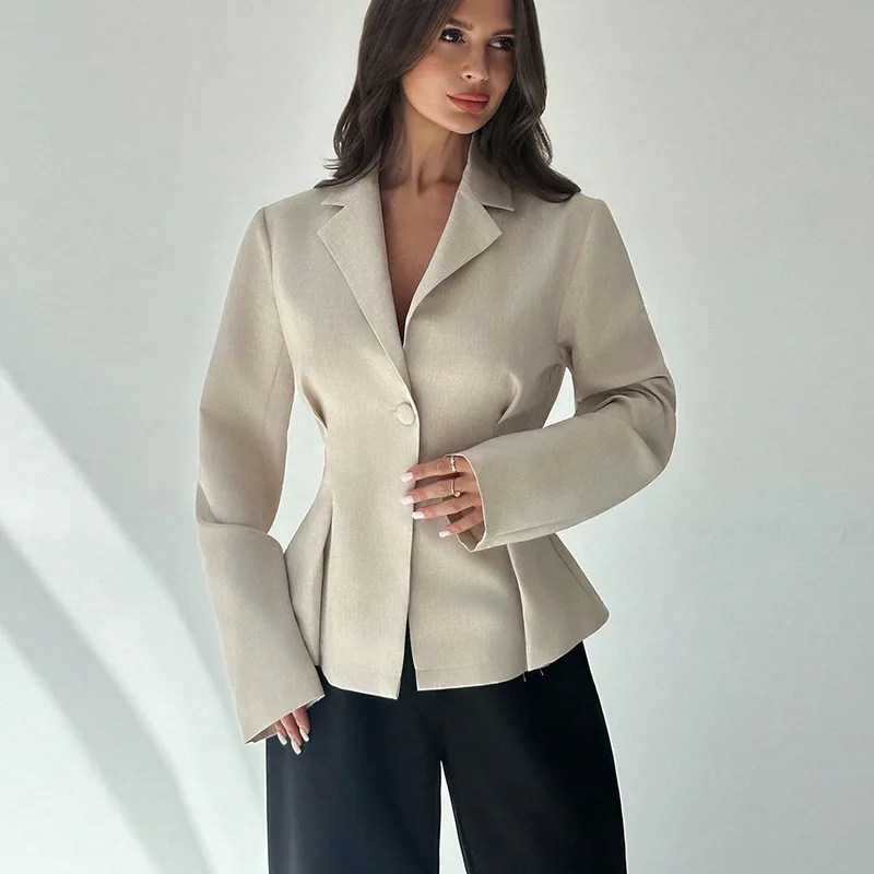 

Elegant women's blazer, European and American solid color coat vest