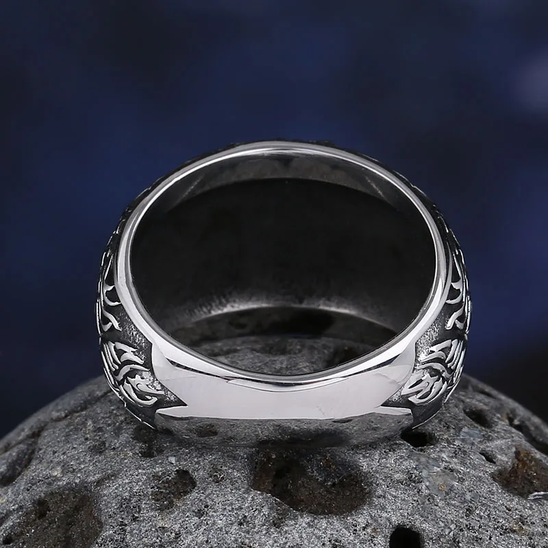 2024 New Vintage Sigil Lucifer Rock Ring 316L Stainless Steel Seal of Satan Rings for Men Male Punk Rock Jewelry Gift