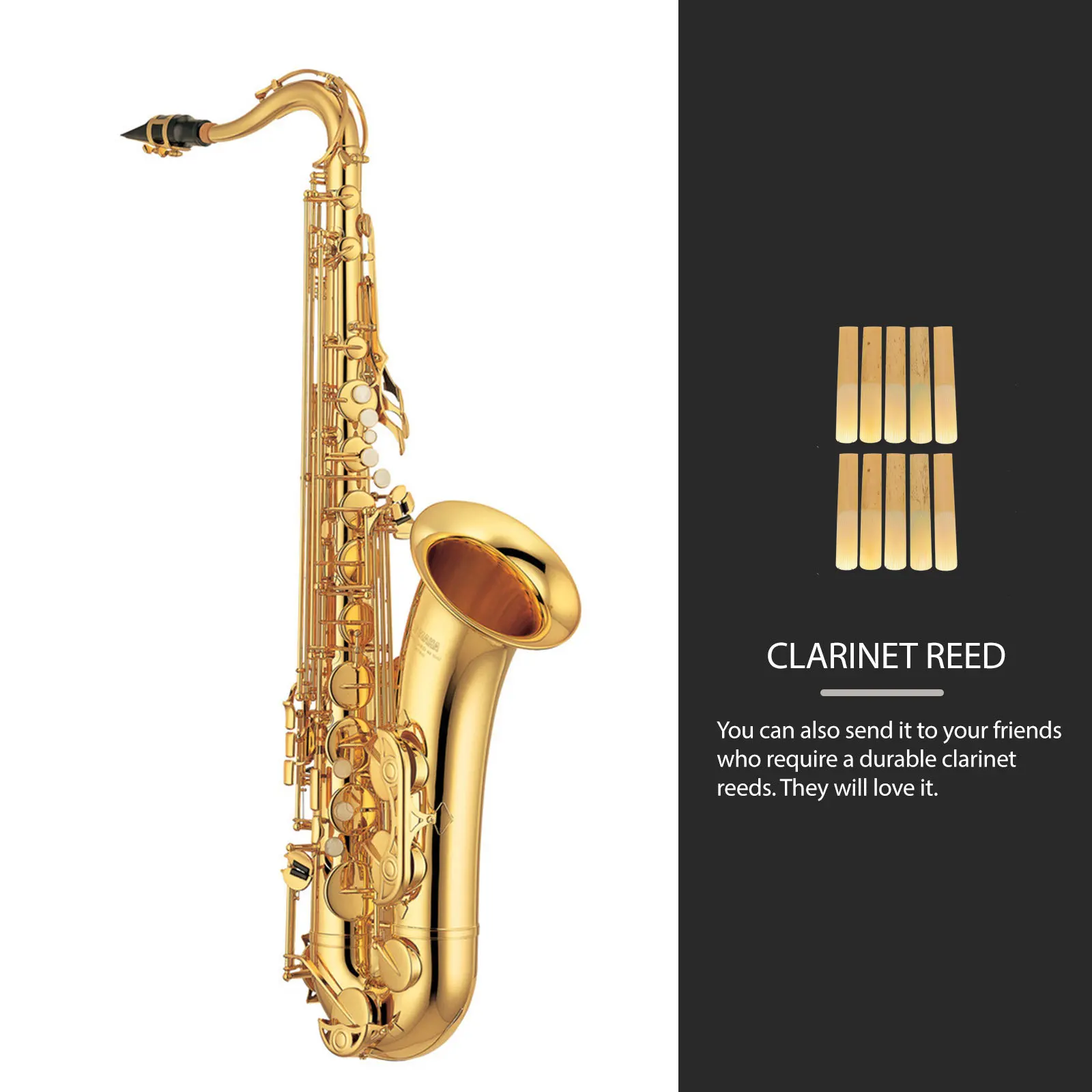 

10Pcs Clarinet Reeds Premium Natural Durable Reeds for Clarinet Accessories and Instrument Playing Saxophone Reed