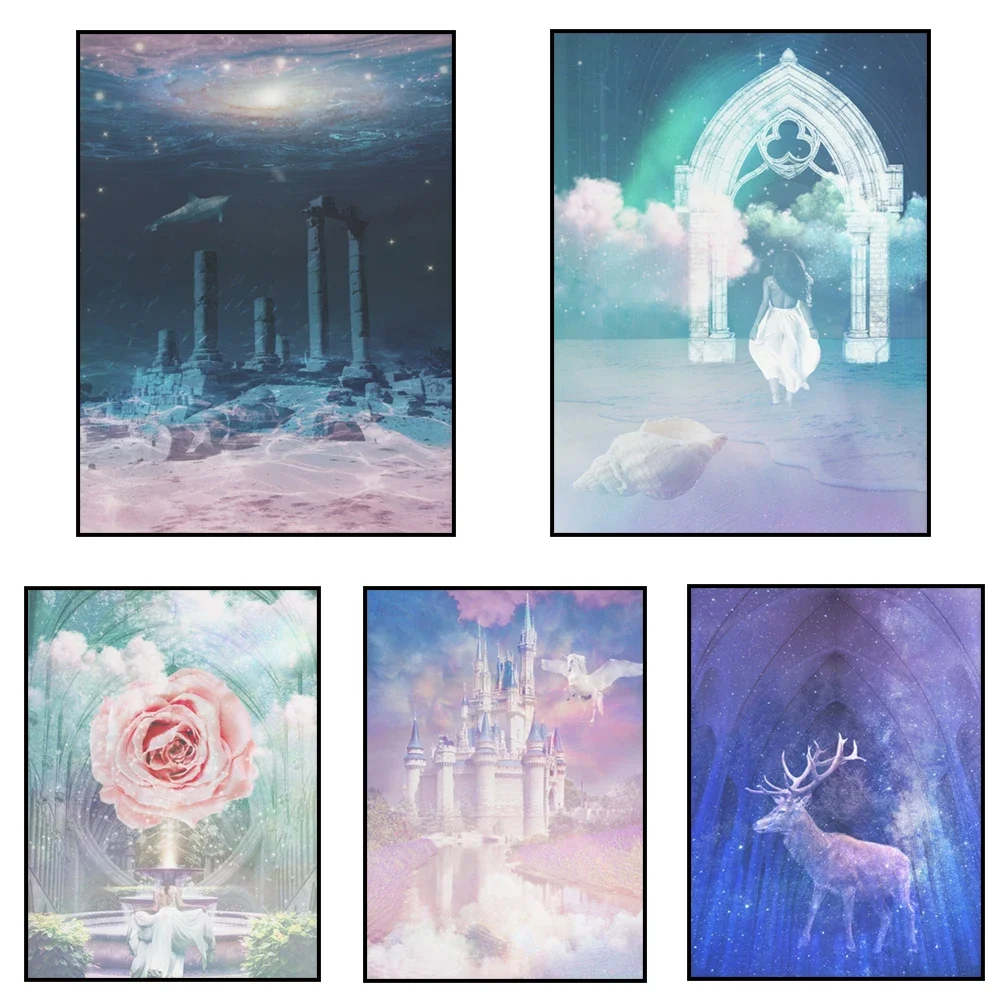 magical art, magic prints, divine woman, journey, ethereal art, metaphysical art prints, surreal art posters, pastel color art