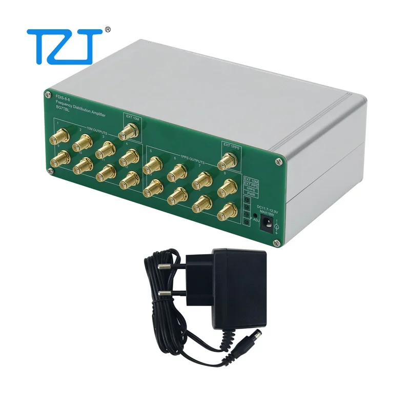 TZT FDIS-8-8 10M 1PPS(3.3Vpp) 8+8 Channels Clock Distributor CDA2990 Pulse Splitter Frequency Distribution Amplifier (BNC Port)