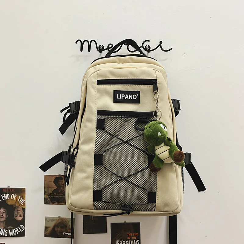 Mochila escolar Retro Neutral para estudiantes universitarios, bolso escolar de gran capacidad para pareja, mochila de viaje, bolso de hombro Doble